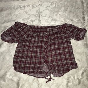 Off the shoulder plaid crop top